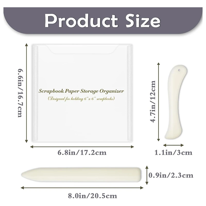 Organizador de almacenamiento de papel para álbum de recortes, carpeta de archivos de hueso, Juego plegable de papel, bolsas de almacenamiento, sostiene papel de álbum de recortes de 6X6 pulgadas