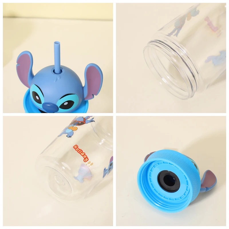 Hello Kitty Straw Cup Anime Cartoon Stitch Kuromi Melody Big Head Coffee Cold Mug Cute Travel Outdoor Water Drinking Cup Gifts