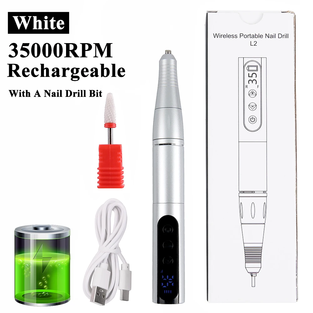 35000 RPM draadloze nagelboorpen met display nagelvijl polijstpen oplaadbare nagelboor handige nagelboor salontool