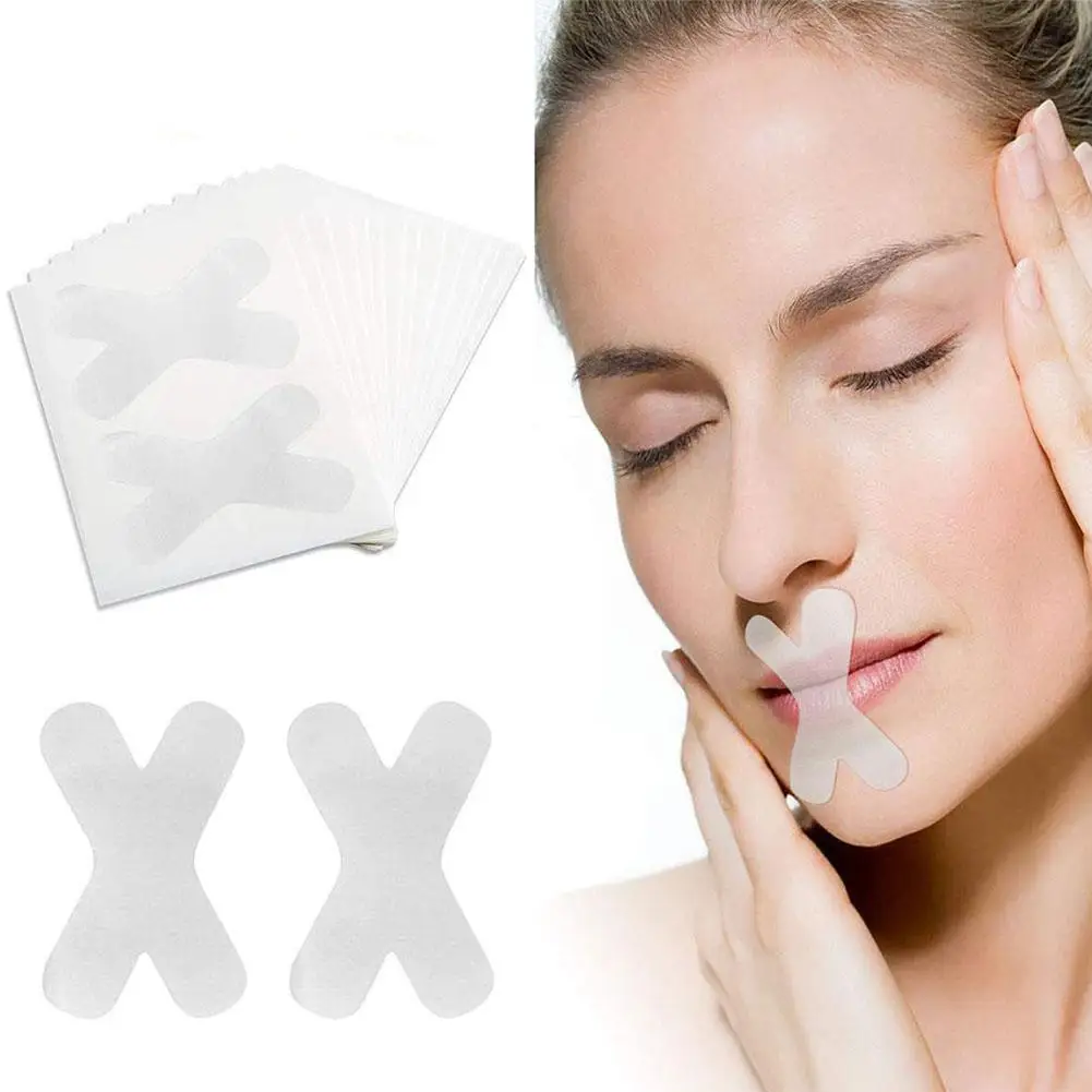 10PCS Anti Snoring Mouth Tape Transparent Breath Nasal Strips Right Aid Stop Snoring Nose Patch Good Sleeping Aid Mouth Guard