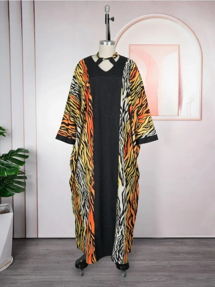 Abito Dashiki africano da donna Abito lungo maxi con stampa Ankara Abito tradizionale caftano musulmano Abaya stile 2025 per tutte le stagioni