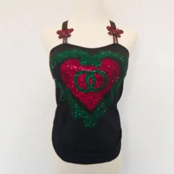 Women's Padded Gemstones Camisole Women Rhainstones Halter Camis Girls Sexy Dancling Bling Bling Tank Tops