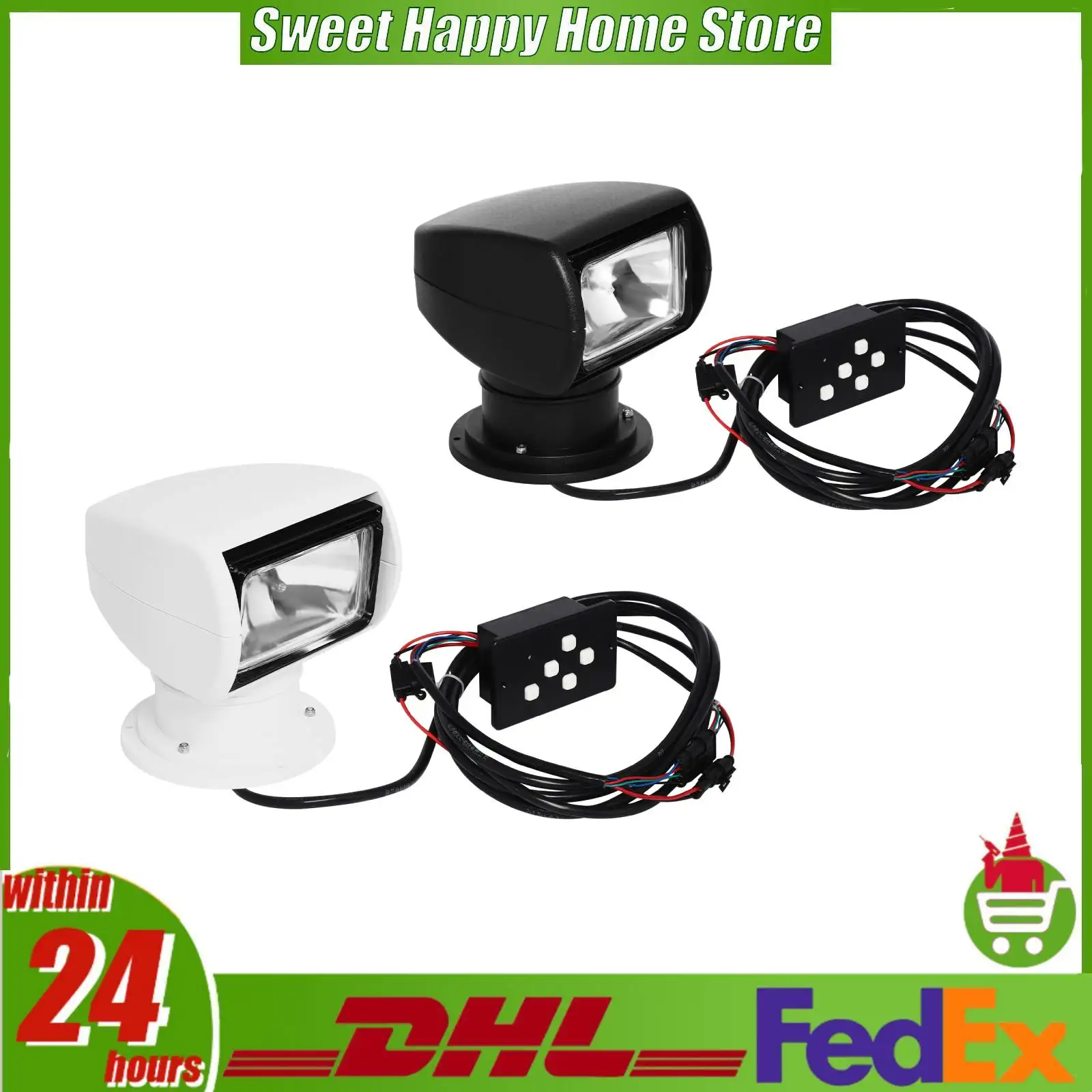 

100W Remote Control Searchlight Marine Searchlight with 355° Rotation IP66 Waterproof Remote Control Spotlights for Boat Yacht