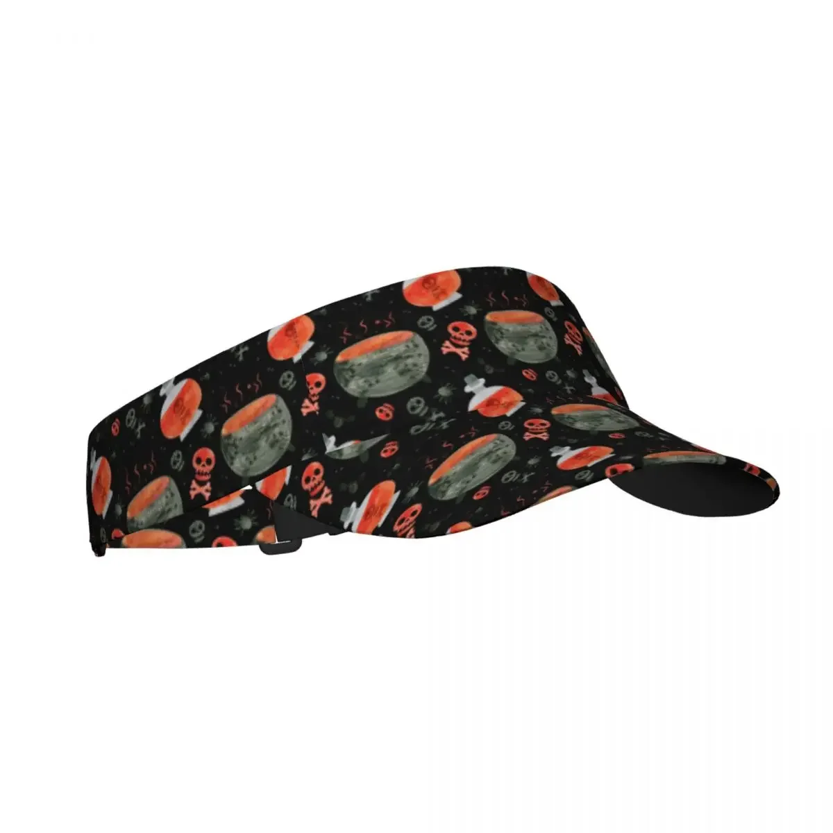 Skulls Cauldron And Witch Potions Summer Air Sun Hat Visor UV Protection Top Empty Sports  Running Sunscreen Cap