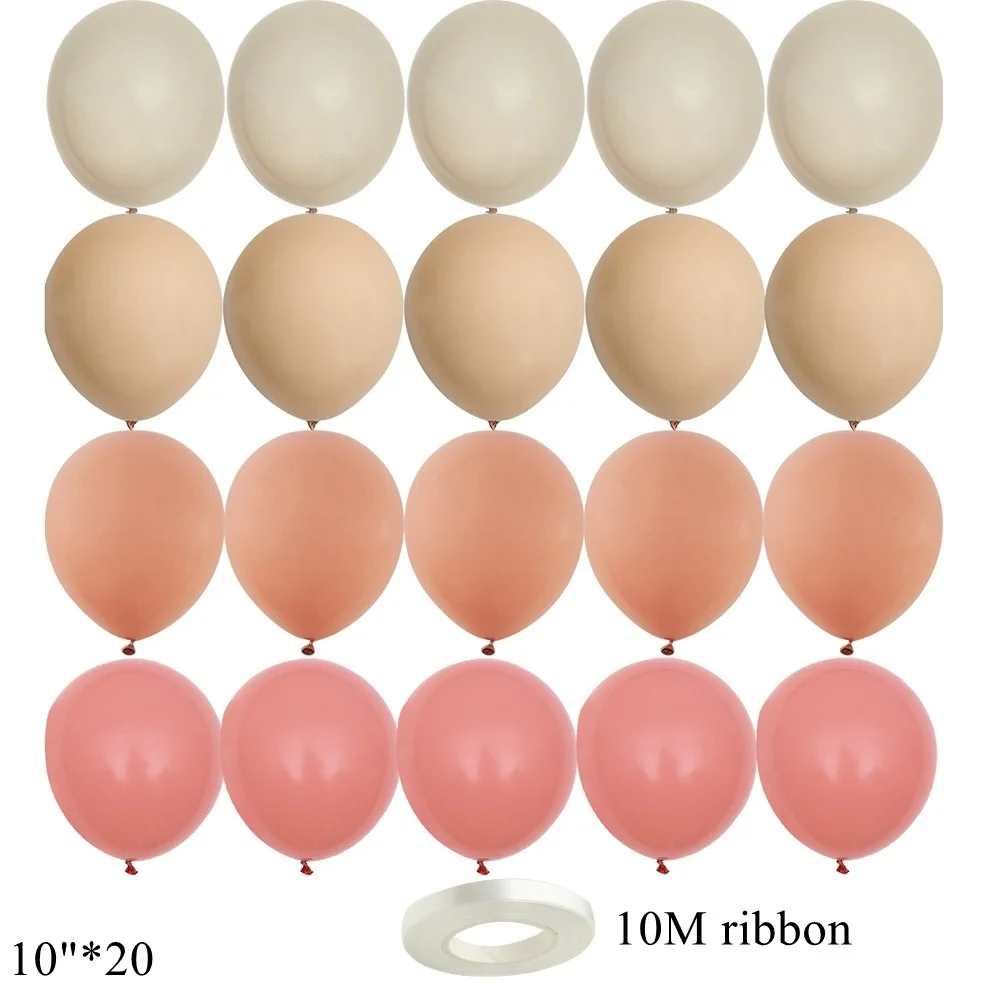 15/20PCS 10inch Vintage Balloon Set Retro Pink Peach Balloons for Wedding Anniversary Decorations Birthday DIY Party Supplies