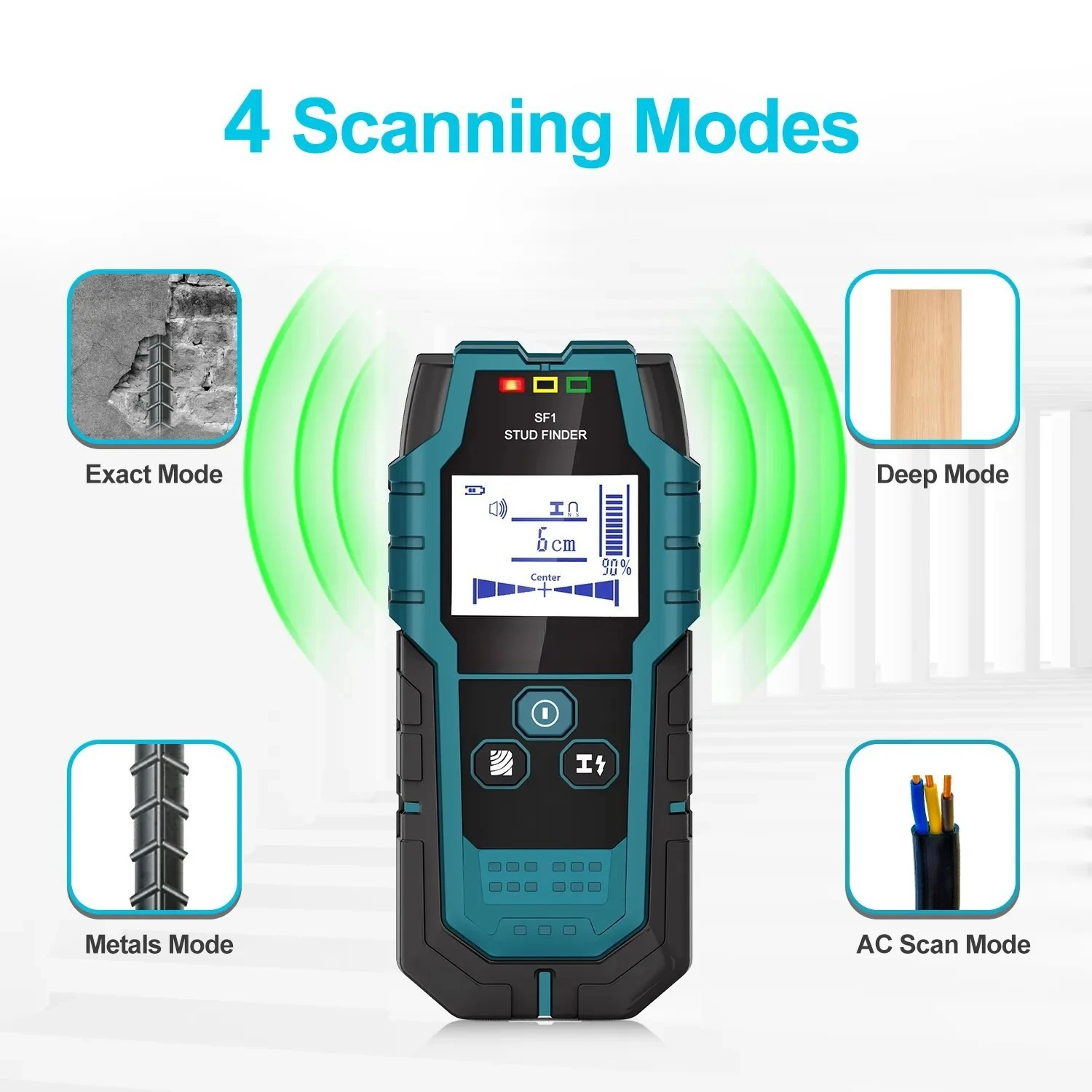 

SF1 Stud Finder Wood Studs Metal Detecion Detection of live cable Metal Depth Measurement Finder Wall Detector Scanner