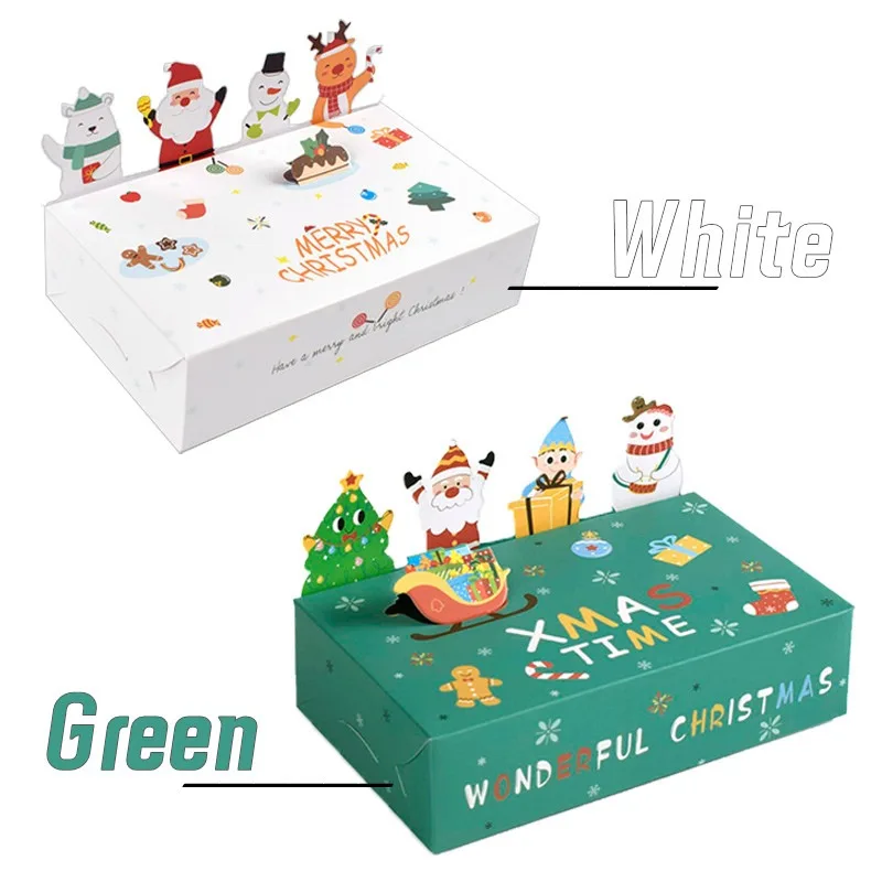 20/30/40PCS Christmas Kraft Paper Candy Gift Box Cartoon Cookie Box 2023 Christmas Party Decoration Xmas Navidad 2024 New Year