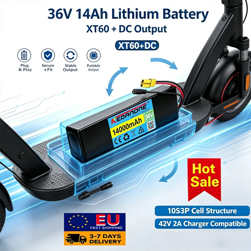 Wiederaufladbarer Akku 10S3P 36V 14000mAh 36V Elektroroller-Akku 18650 Lithium-Elektroroller 36V Akku-Roller