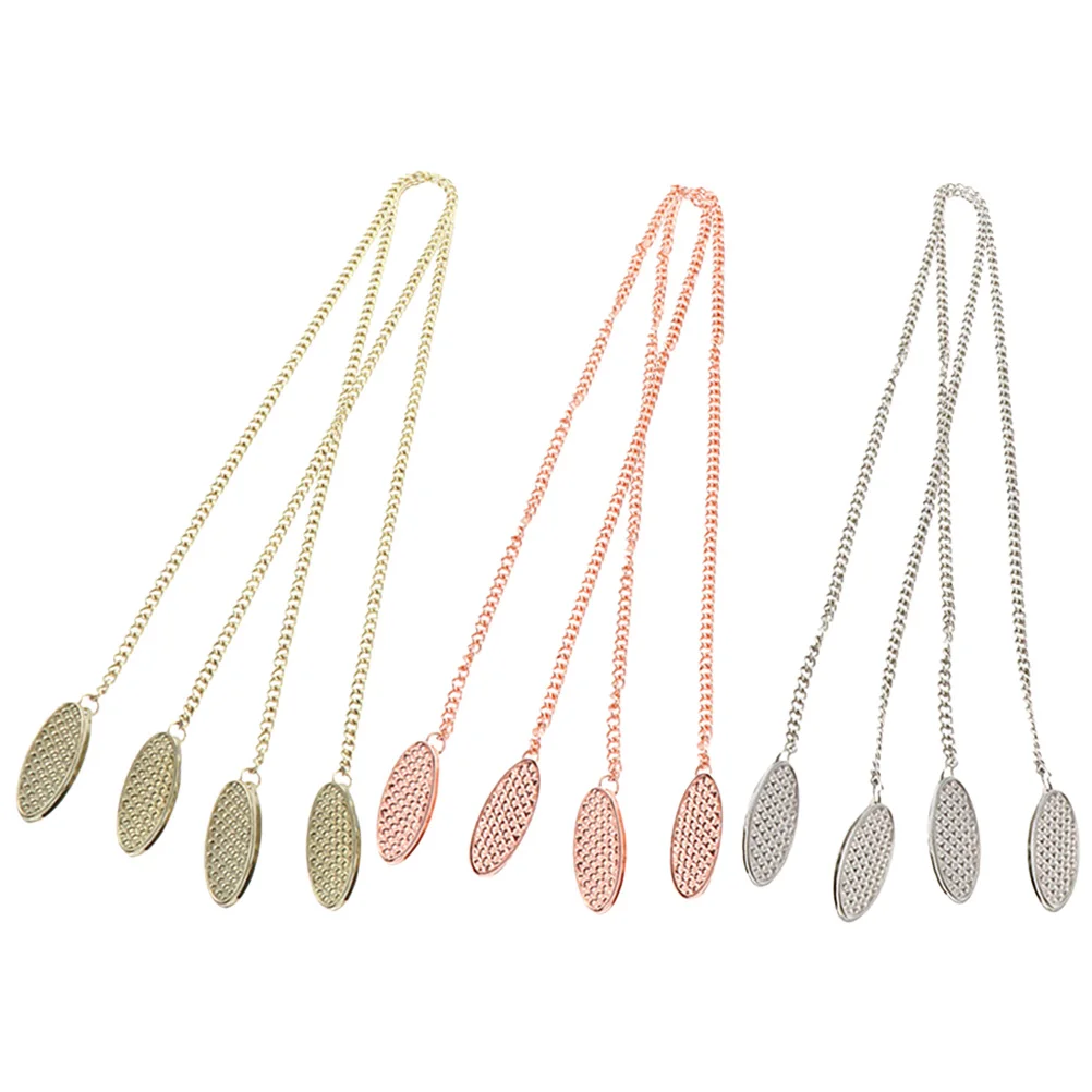 

6pcs Napkin Clips Chain Bibs Kitchen Towel Holders Metal Rose Gold Steel Color Zinc Alloy Lightweight Outdoor Home Dining Studio