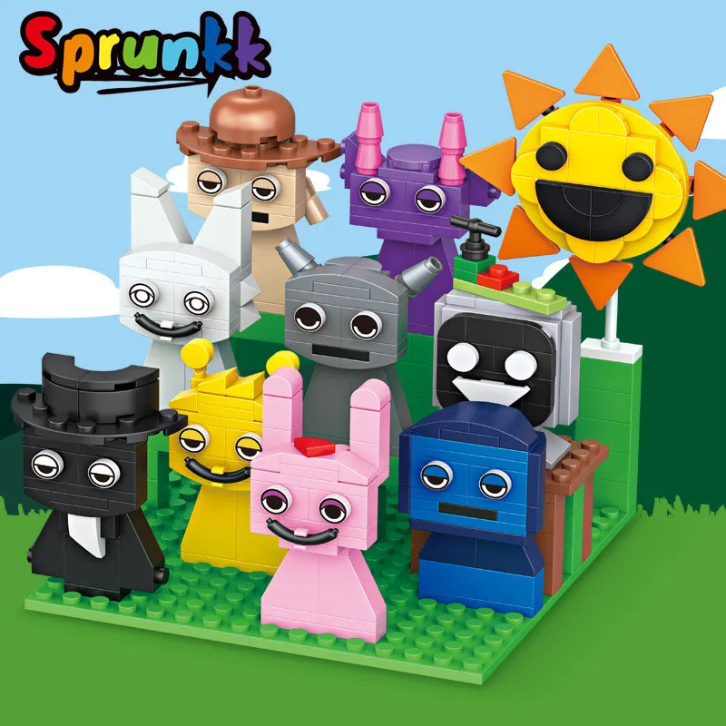 9pcs MOC Figures Building Blocks Set Horror Game Figure Bricks Toys for Kid Xmas Easter Gift Music Box