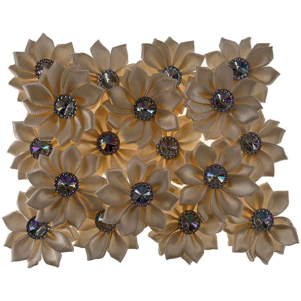 20Pcs Petaled Rosette Satin Ribbon Flowers For Packing Wedding Bouquet Flower Hair Cloth Craft DIY Accessories 4.5cm