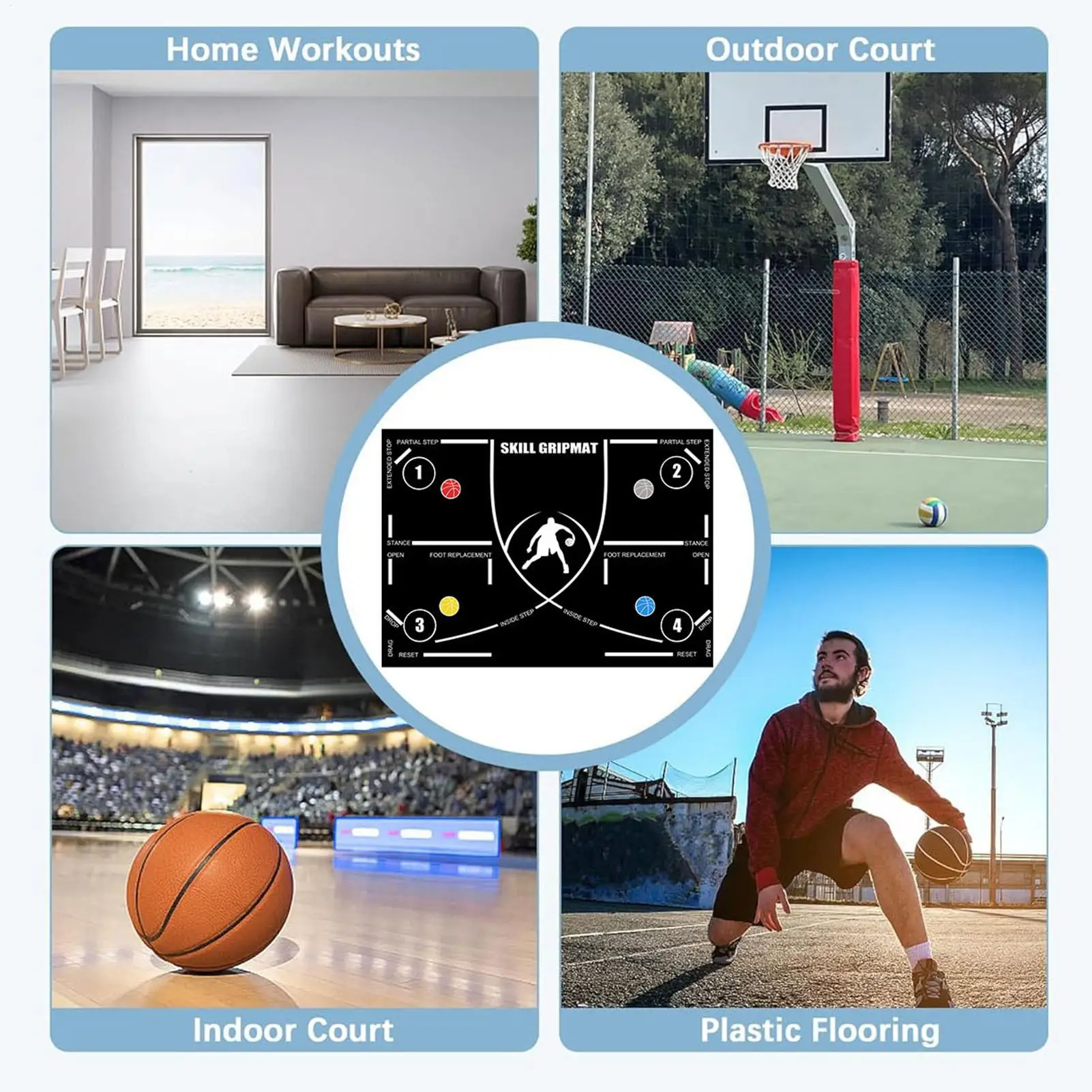 농구 발걸음 훈련 매트 농구 드리블 트레이너 휴대용 미끄럼 방지 농구 훈련 보조기구 무소음 장비