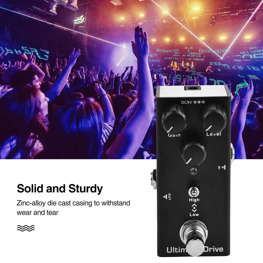 protable Aluminum Alloy Drive/Distortion guitarPedal-True Bypass for Guitar&Bass,Stoving Varnish Finish,9V DC, LED Status Light