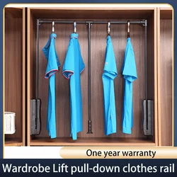 Wardrobe Lift Pull-Down Clothes Rail Load-bearing 30kg Automatic Return Wardrobe Telescopic Clothes Hanger Hardware Accessories
