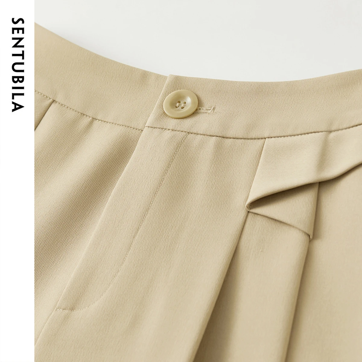 SENTUBILA Women's Khaki Mini Skirts Shorts 2025 Summer High Waist Commuting Comfortable Women's Casual A-Line Shorts 152K87919