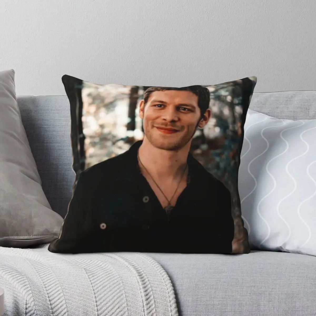 

Joseph Morgan Klaus Mikaelson Square Pillowcase Polyester Linen Velvet Printed Zip Decorative Home Cushion Cover 18"