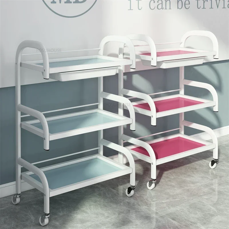 Modern Simple Hair Salon Trolleys Beauty Salon Special Instrument Small Shelf Home Living Room Shelf Nail Tool Storage Trolley