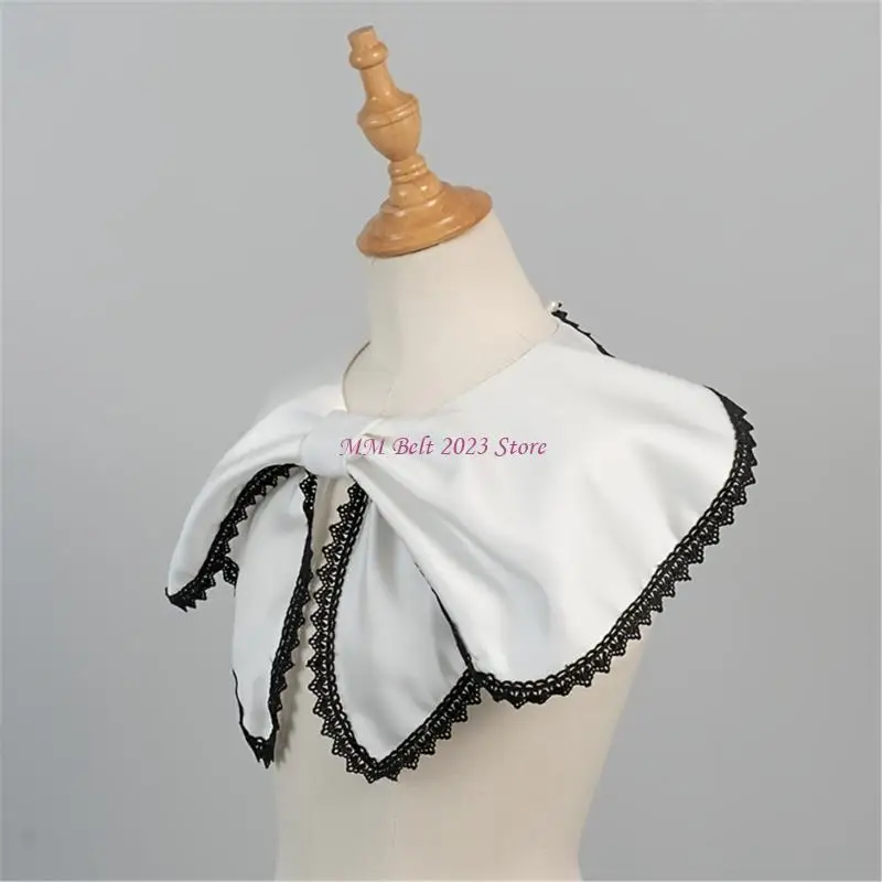 49ME Polyester False Collar with Bowknot Shawl Detachable Collar Lightweight Design Easy To Carry For Business Trip