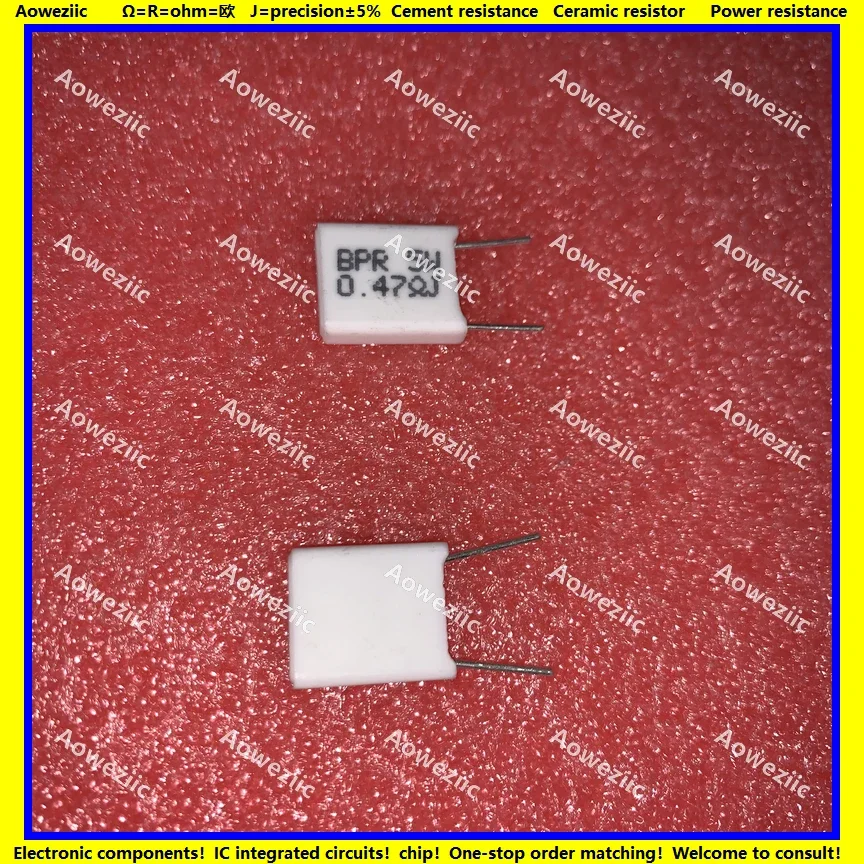 10 peças resistor de cimento indutor 5w 0.47 ohm 5wr47j 0.47rj 5w0r47j resistência cerâmica precisão 5% resistor não indutivo