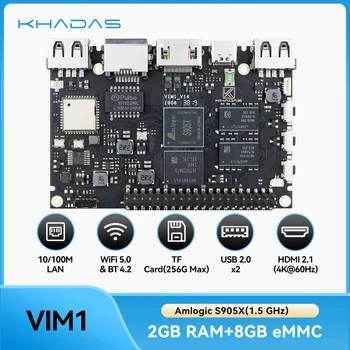 Khadas VIM1 Basic Single Board Computer Amlogic S905X Quad Core Development Board ARM 64bit Cortex-A53 WiFi AP6212 BT4.2 2+8GB