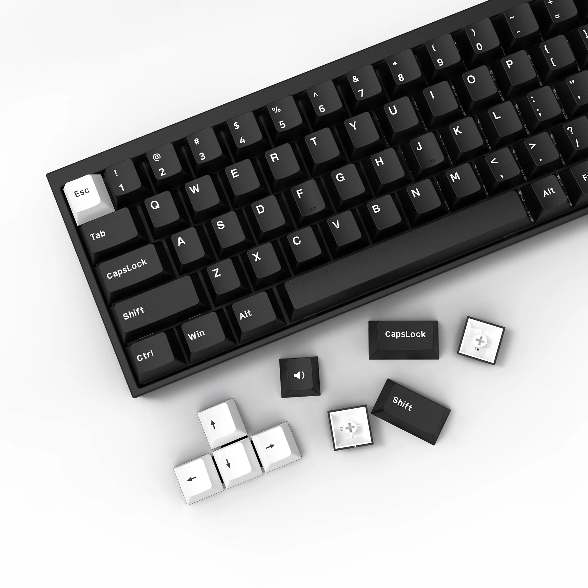 XVX-168 Wob Keycaps, Perfil Cereja, Double Shot, PBT Keycaps, Compatibilidade Universal, Black Keycap