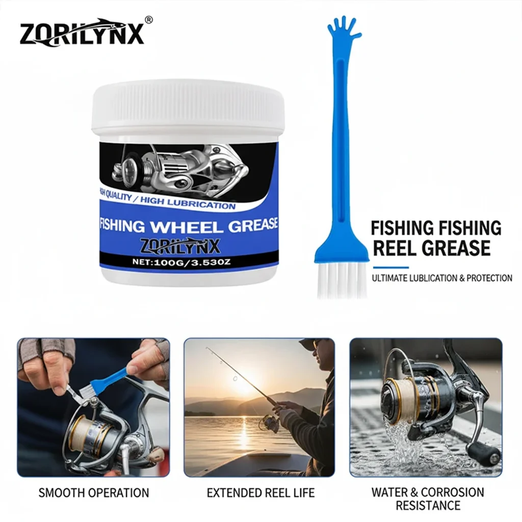ZORILYNX 100g Fishing Reel Grease Waterproof Anti-Rust Lubricant Oil for Spinning Baitcasting Reels Gear Bearing Maintenance view 6