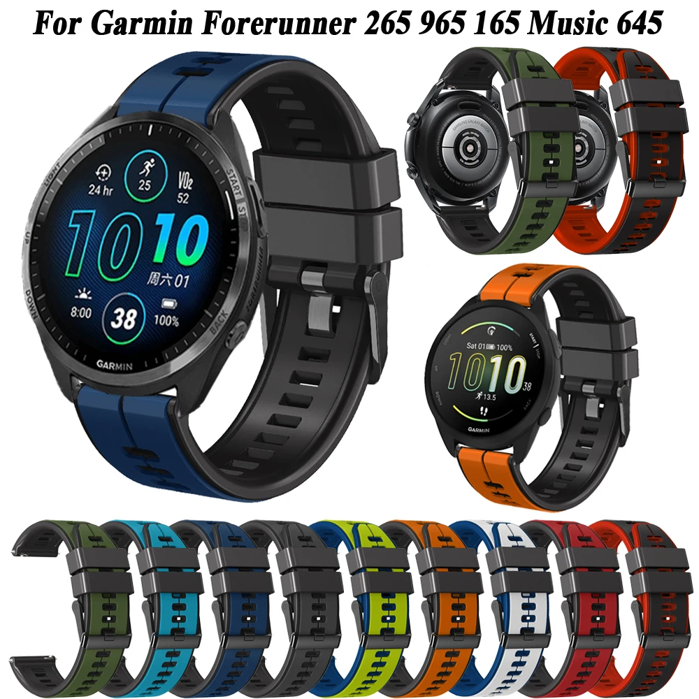 20mm 22mm Silicone Bracelet For Garmin Forerunner 265 965 165 Music 645 245 Smartwatch Band Strap for Venu SQ 2/2 Plus Watchband