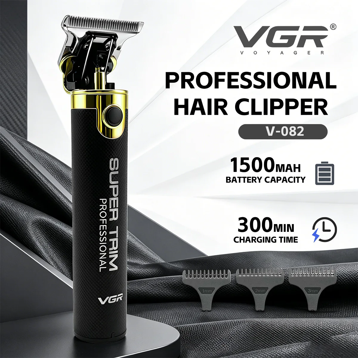 VGR Professionelle Haarschneidemaschine T9 Haarschneidemaschine Akku-Haarschneidemaschine USB wiederaufladbar Kahl Barbier Haarschneider für Männer V-082