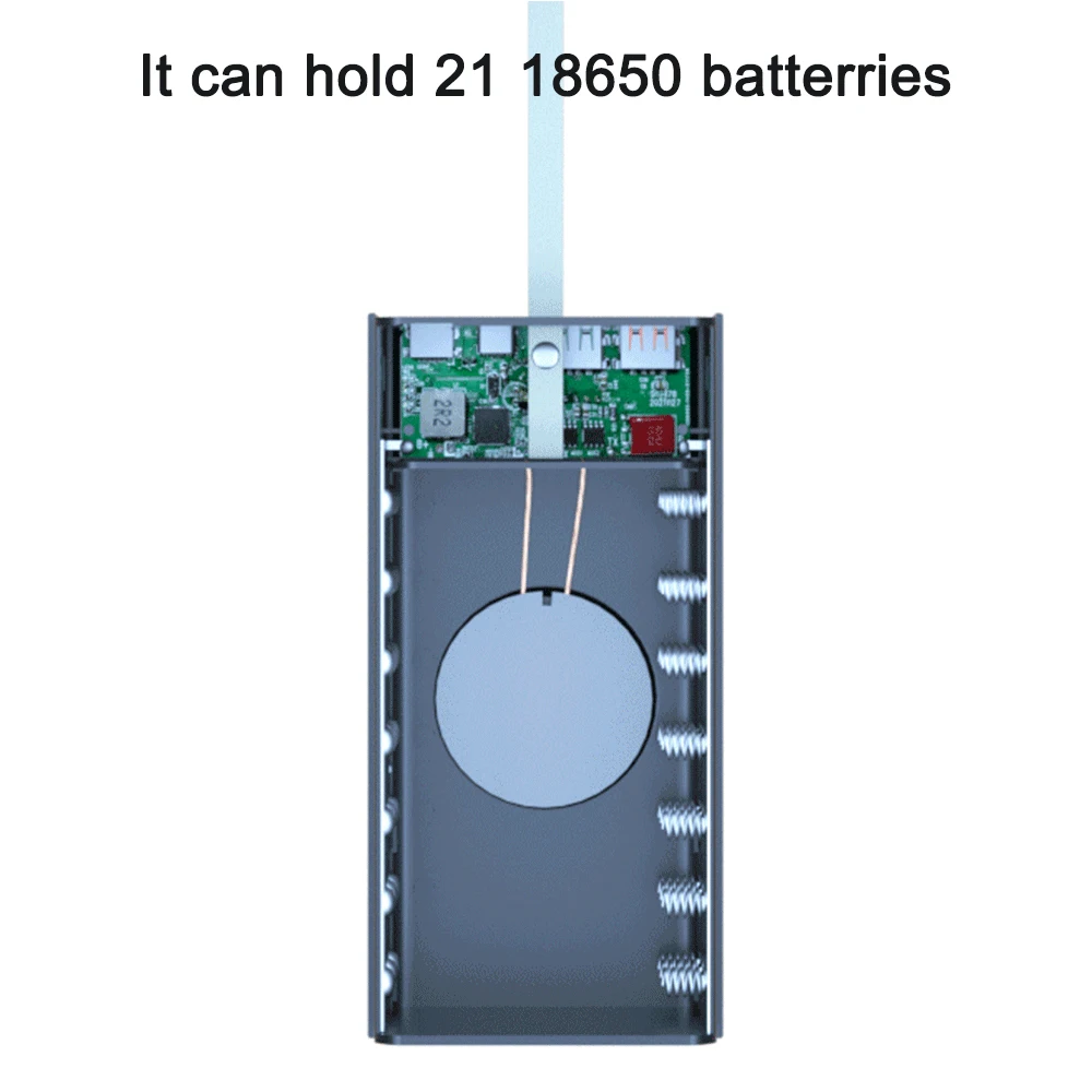 Welding DIY 21PCS 18650 Batteries Power Bank Case 22.5W Quick Charge 18650 Battery Storage Boxes with Wireless Charging