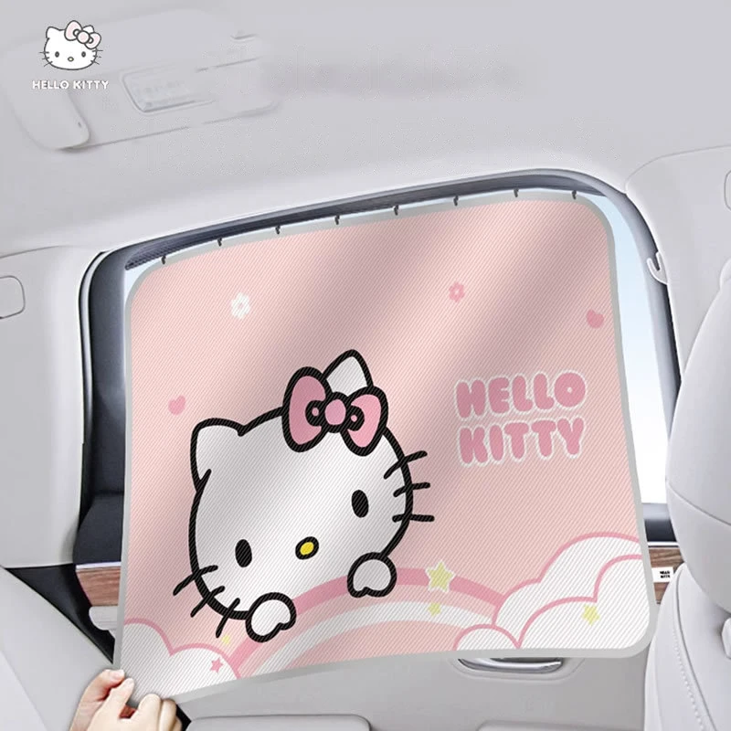 Hello Kitty Car Curtains Sunshades Sun Protection Orbital Rear Blackout Curtains Heat Insulation Car Decorative Accessories Gift