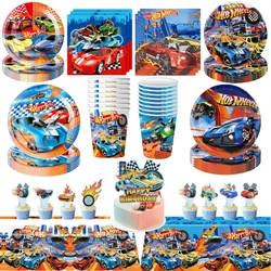 Hot Wheels Birthday Party Decor Supplies Race Car Celebration Party Balloons Disposable Tableware Cup Plate Baby Shower Toys