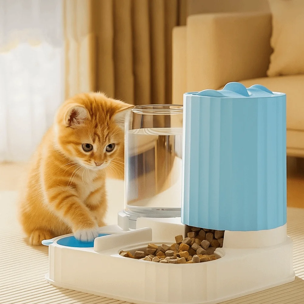 

2-in-1 Cat Automatic Feeder Detachable Dry Wet Separation Cat Dog Food Bowl Large Capacity Pet Water Feeding Device Home