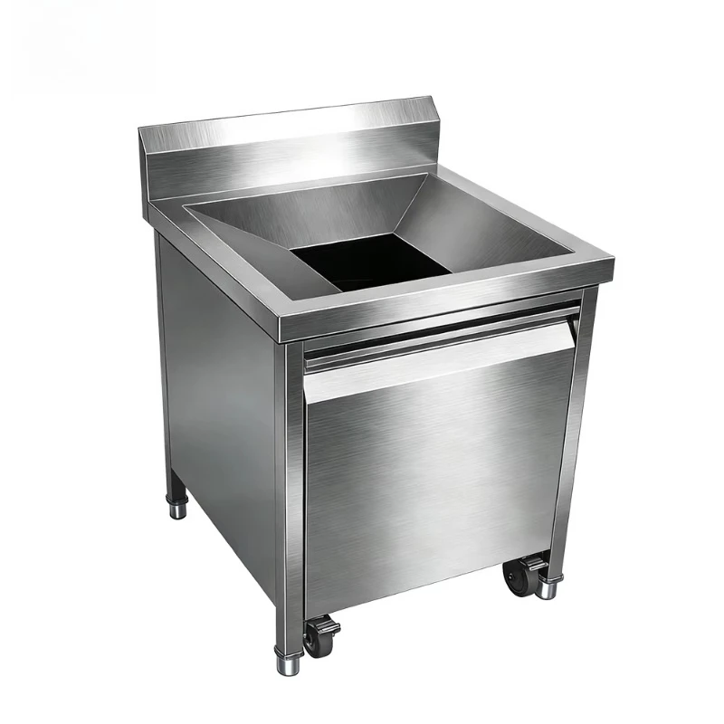 Pull-out trash can under sink, hidden, sliding trash container, stainless steel material
