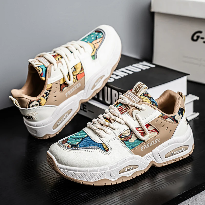 

Мужская спортивная обувь, новая дышащая сетчатая обувь на шнуровке с толстой подошвой, противоскользящая, плотная уличная повседневная повседневная прогулочная обувь для мужчин