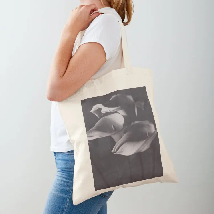 

Calle lilies, photo, fine art, three flowers photography, still life, nature lover, Robert Mapplethorpe style Tote Bag