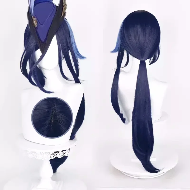 Peluca de Anime Genshin Impact Clorinde para mujer, accesorios para el cabello largo, juego de rol, fiesta, utilería, Freesize Stock