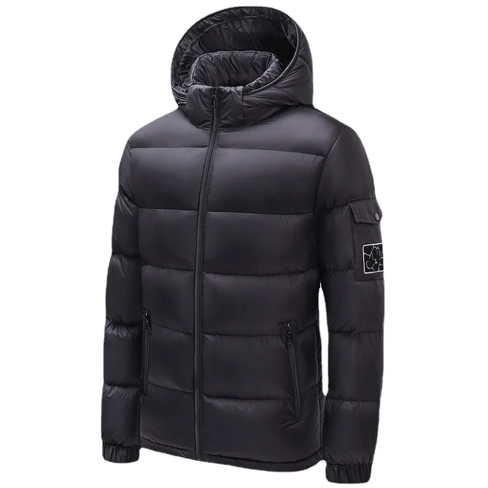 Luxury Brand Patchwork Jackets Men's Clothing Trends Winter Cotton Coat Warm Hooded Parkas Zipper Long Sleeve Windproof Jacket