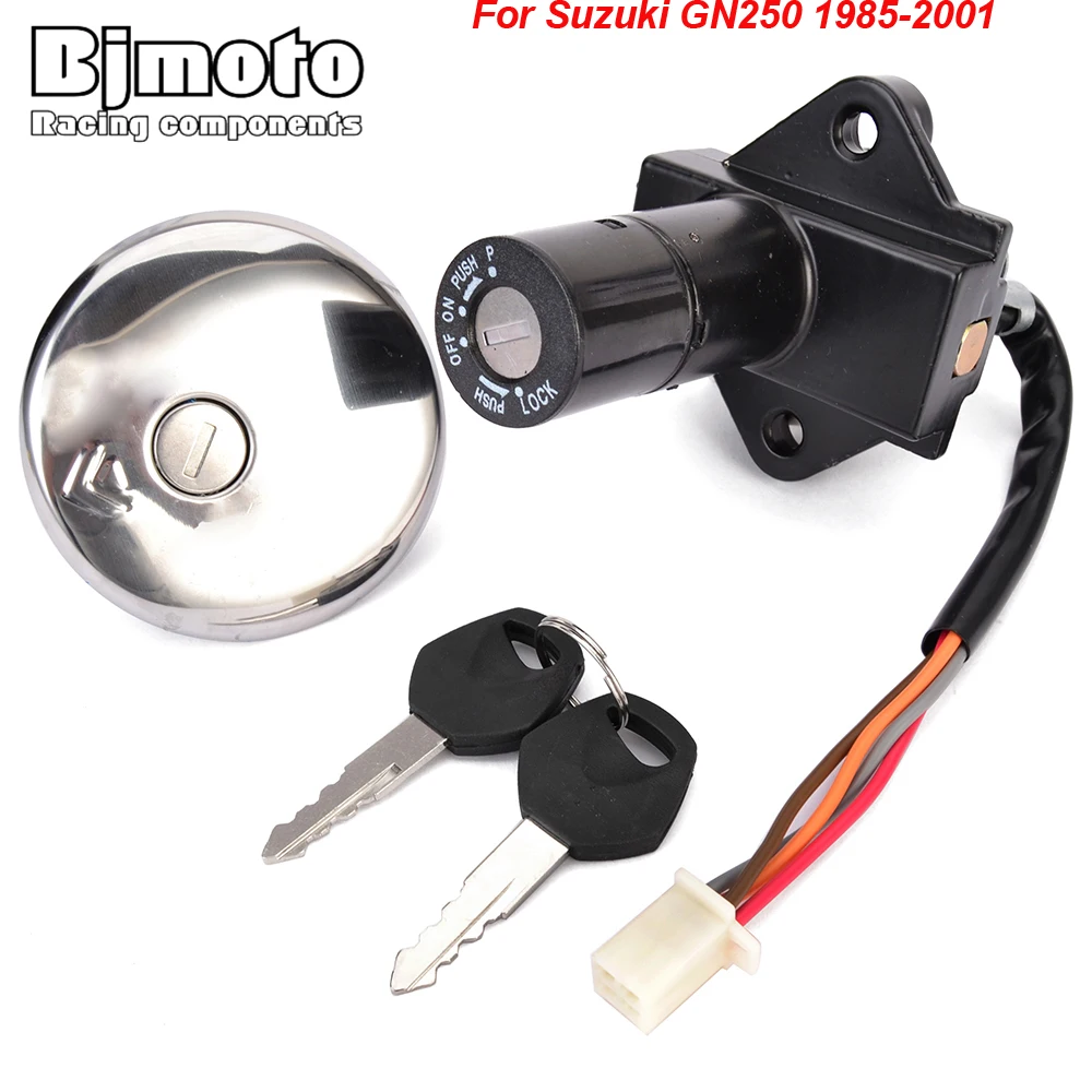 

Motorcycle Fuel Gas Cap Ignition Switch Seat Lock with Key Kit For Suzuki GN250 1985-2001