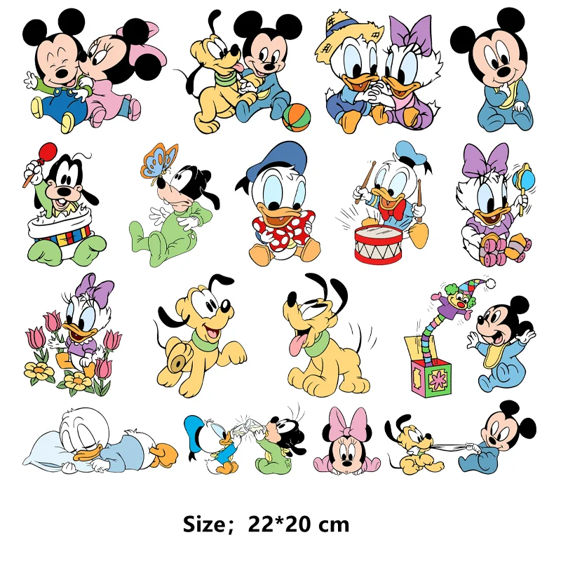 Disney baby mickey and minnie clothes stickers Iron-on transfers for clothing DIY children custom patch