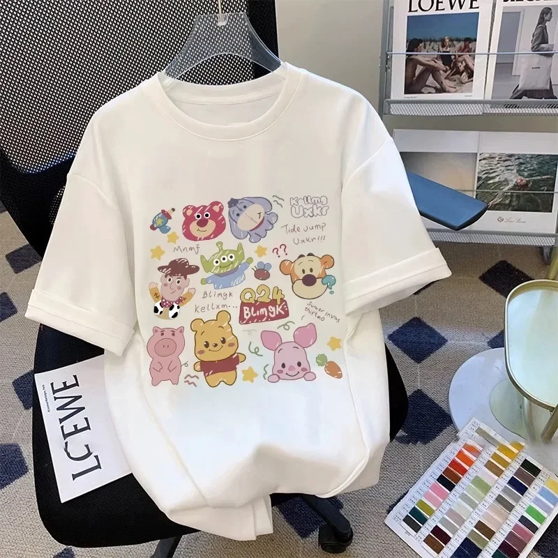 

MINISO Joint Disney Cartoon Character Print Summer Short-sleeved Men's and Women's Casual Fashion Short-sleeved Oversized Top
