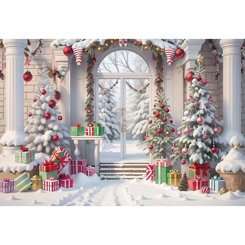 Avezano Winter Christmas Backdrop Outdoors Wonderland Xmas Forest Snow Children Portrait Photography Background Photo Studio
