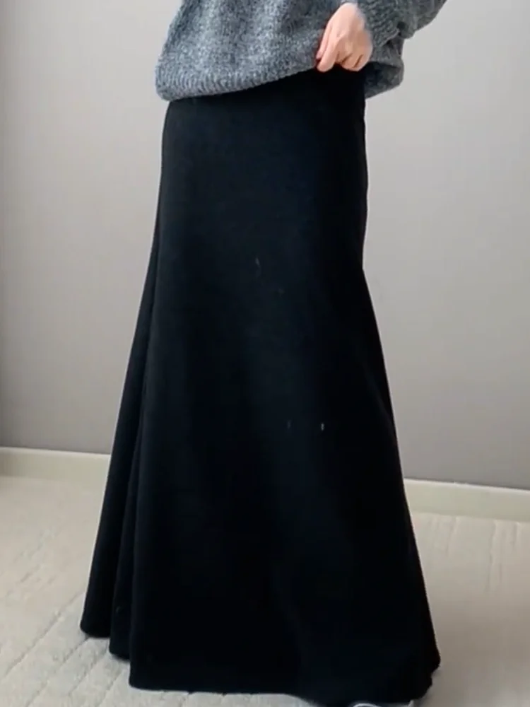 

Bla Fi Tail Skirt Women's Thiened Autumn Winter Sle Draped Sensation Simple Slimming f-length Skirt Commute Korean...