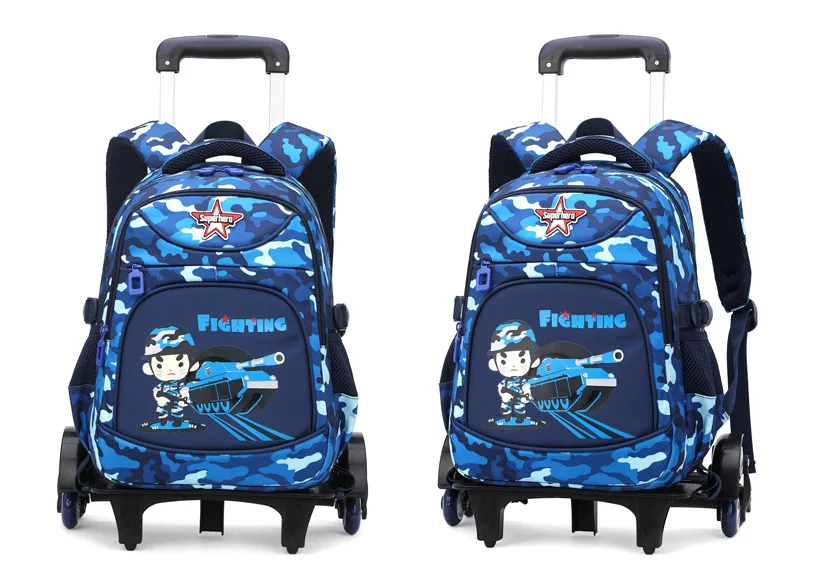 ZIRANYU School Trolley Bags for boys Rolling Backpack Elementary Students satche Trolley Bag Primary School Book Bag with Wheels