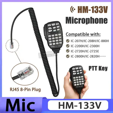 HM-133V Handheld Speaker Microphone DTMF Keypad Durable Mic RJ45 8-Pin Connector Compatible With Icom Radio IC-E880 IC-2720H Mic