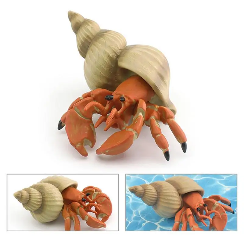 Hermit Crab Figurine Simulation SeaLife Models Animal Action Lobster Hermit Crab Statue Figurines Toy For Children Gift