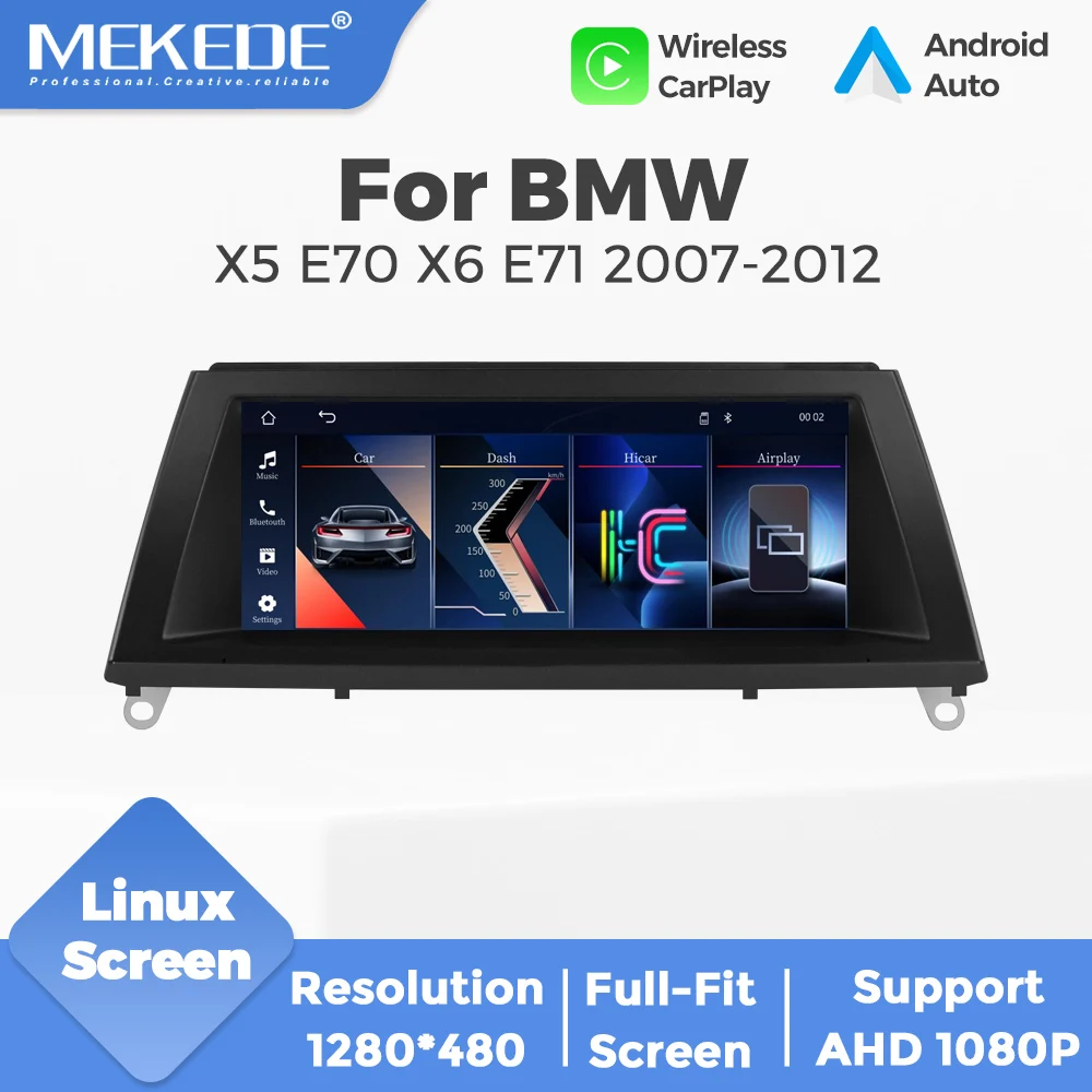 Écran tactile sans fil CarPlay Liunx de style OEM Mekede 8,8 pouces pour BMW X5 E70 X6 E71 E72 2007-2013, affichage Ccc Cic, radio, Android Auto, lecteur multimédia de voiture ﻿