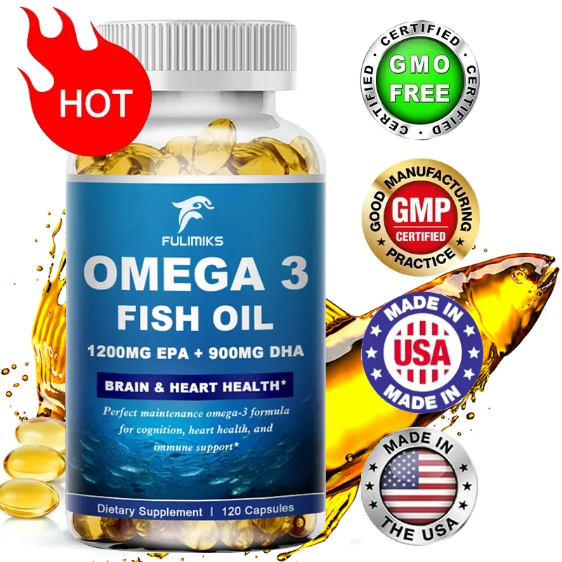 

Fulimiks Wild Caught Omega 3 Fish Oil — 120/60 мягких гелей — 2500 мг, высокая EPA, 1300 мг, DHA, 900 мг, без ГМО, безглютеновая древка для диетирования