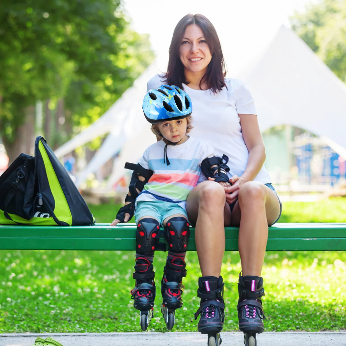 1Pcs Skate Blue Pattern Safety for Roller Skating Ice Skating Balance Bike Wheelbarrow