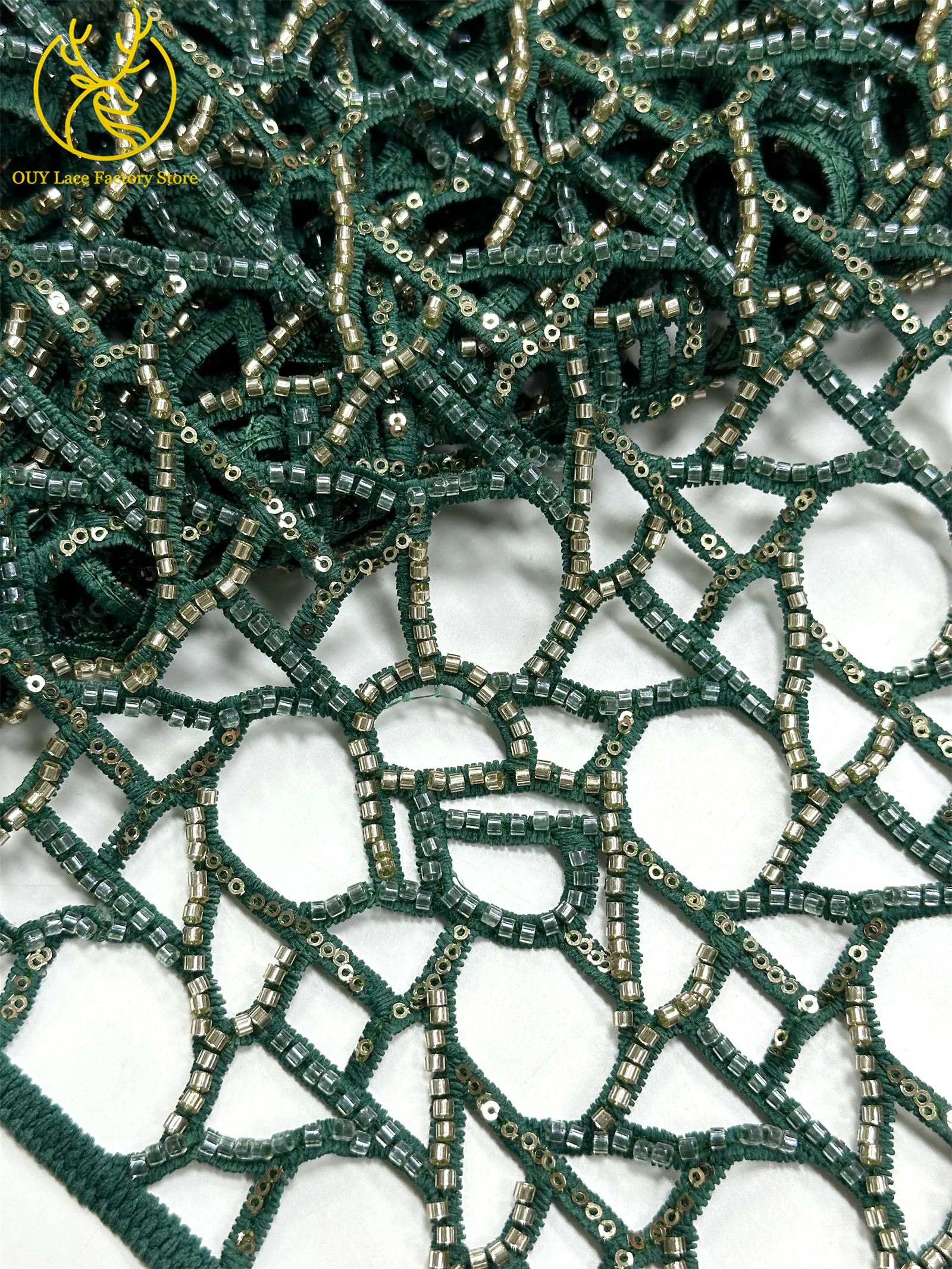 Neues Design Afrikanischer Perlen-Braidschnur-Spitzenstoff 2026 Hochwertiger französischer nigerianischer Netzspitzenstoff zum Nähen von Damen-Partykleidern – Detail 18