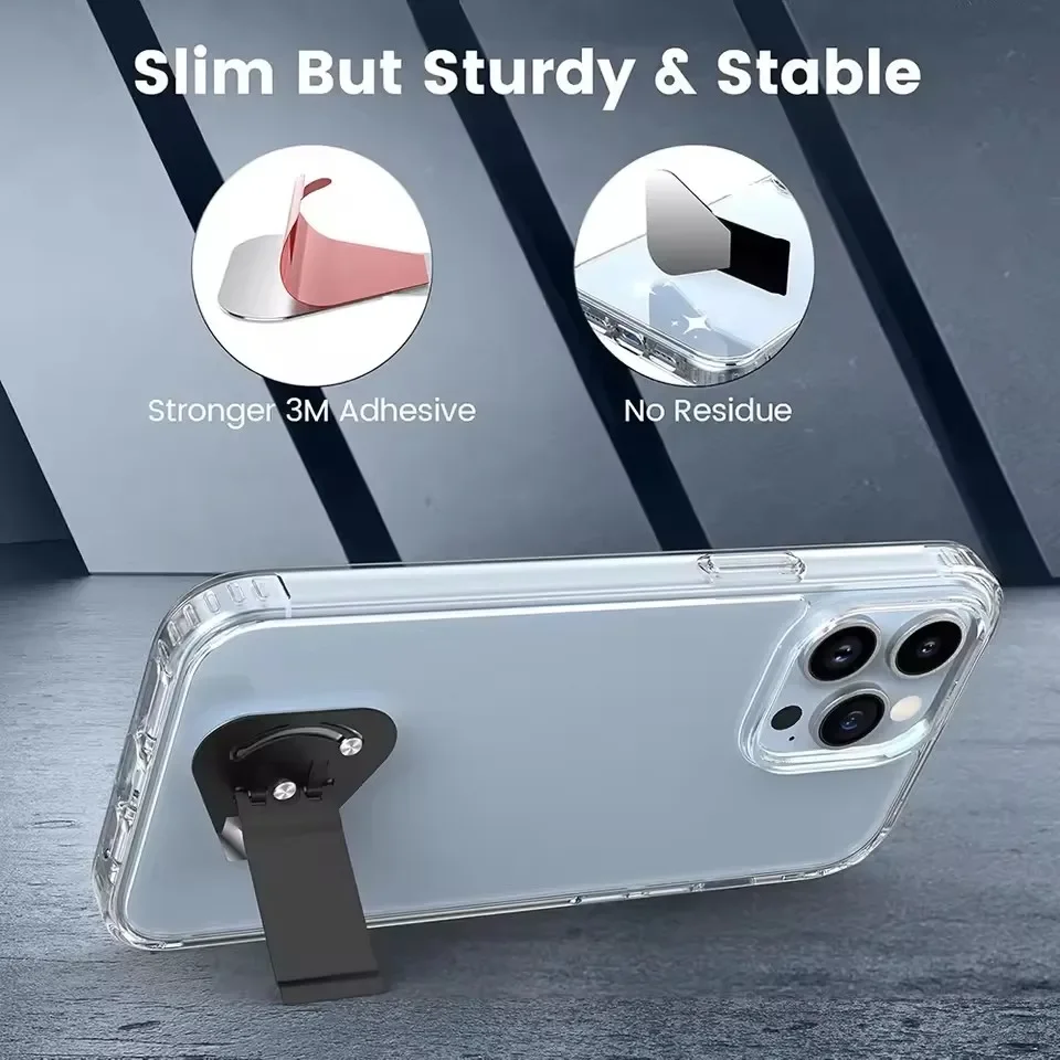 Stainless Steel Rotatable Cellphone Support Kickstand Adhesive Folding Phone Holder Bracket for IPad IPhone Invisible Stands view 2